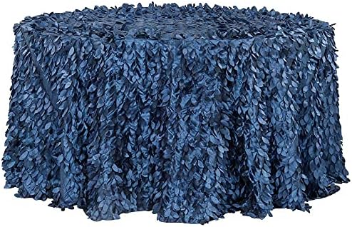 Кръгла Покривка от тафта - 132 инча | Тъмно синьо Листче от листа | 1 бр.