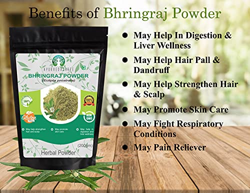 Прах Bhringraj 200 Gm I Bhringaraj Eclipta Alba Powder спомага за Здравословния растеж на косата