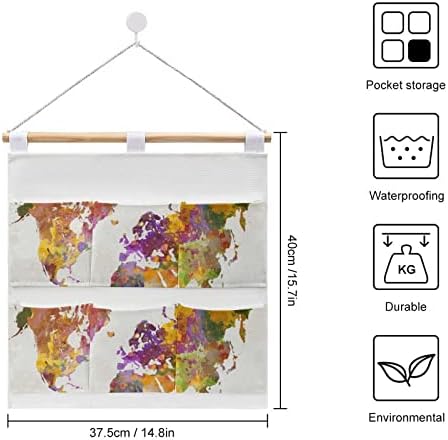 Акварел карта на света Стенен шкаф Подвесная чанта за съхранение на 6 джобове бельо хлопчатобумажный калъф-органайзер за спални баня