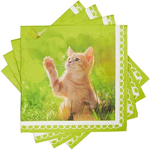 Хартиени салфетки за коте за парти по случай рождения Ден на момичетата (Зелени, 6,5 инча, 150 опаковки)