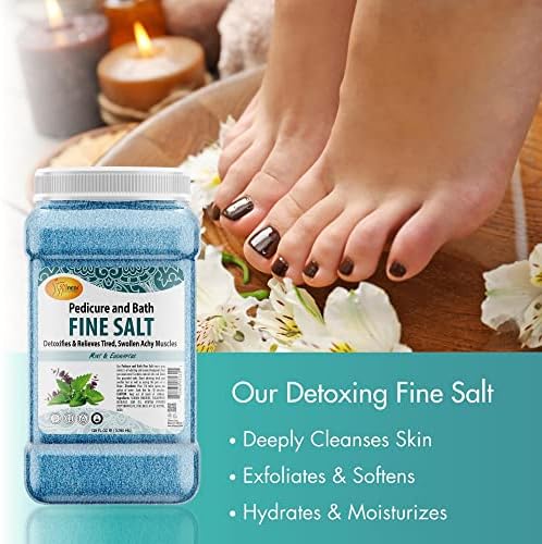 SPA REDI - Средство за педикюр и бани Detox Foot Soak Малки сол, мента и евкалипт, 128 грама, Съдържа соли от Мъртво море, Арганово масло, Кокосово масло и етерични масла - Овлажня?