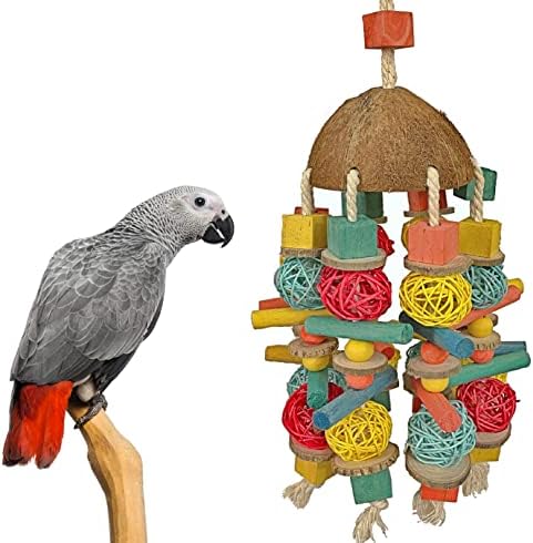 Детски играчки за дъвчене SIMENA Bird, Хеликоптер храна, Играчка за Африканските Сиви какаду, на амазонската Папагали, птици, Малки и средни (опаковка от 3 шредери храна)