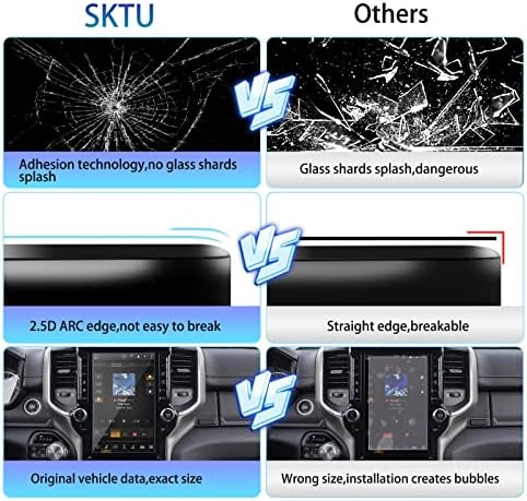 SKTU е Съвместим с 2013-2022 2023 защитно фолио за екрана на Dodge Ram 1500 2500 3500 Uconnect Информационно-развлекателна Навигация Протектор от закалено Стъкло Ram 1500 2021 2022 2023 Аксесоари Защита от надраскване