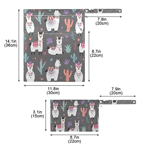 Мультяшная чанта за влажни сушене от Лама и Алпака, Множество Чанта за Мокри Пелени за Бански костюми, Водоустойчив Органайзер за Влажна Сушене с Два Джоба с Цип, Др