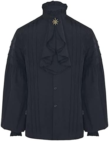 Средновековна Блуза за Мъже Готическата Реколта Придворная Риза С Висока Яка и Подолом С Дълъг Ръкав, Риза С Пищни Ръкави, Блуза