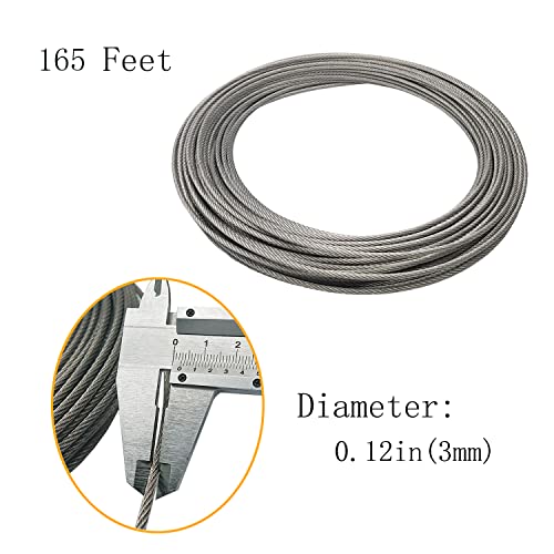 165 Фута 1/8 Инча T316 От Неръждаема Стомана, Авиационен Кабел, Кабел за производство на Парапет със собствените си Ръце, Настилки, 7x7 Нишки