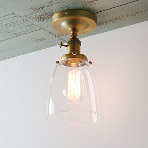 Тавана лампа Permo Vintage Industrial с всички настилки на Стена, Окачен Лампа с Абажуром от Прозрачно Стъкло с Овални Конус (черен)