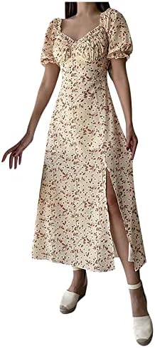 Дамски Летни Тоалети Fragarn, Модно Дамско Пролетно-Лятна рокля дантела с Фин Цветен принтом