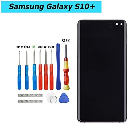 Vvsialeek AMOLED е Съвместим с Samsung Galaxy S10 + S10 SM Plus-G975F SM-G975U SM-G975W SM-G975U1 SM-G9750 6,4-инчов Черно LCD дисплей с сензорен екран с рамка Инструменти