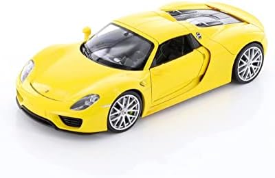 Хвърли под натиска на автомобил под наем - Porsche 918 Spyder, Жълто - Welly 24055HWYL - Играчка кола, Хвърли под налягане в мащаб 1/24