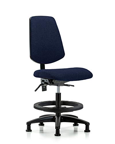 LabTech Seating LT42305 Стол-Пейка средни размери, Плат, Найлон основа със Средна облегалка с Наклон, Черен Пръстен за краката, Фишове, Сив