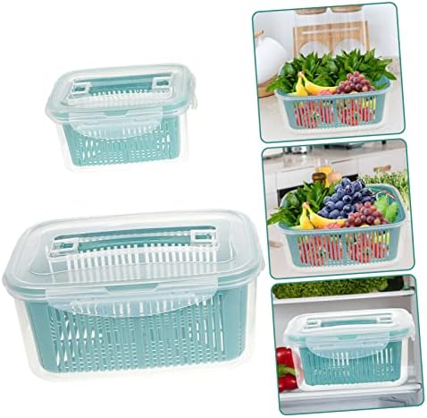 Alipis 2 бр. Скоростна Кутия за съхранение в Хладилник Контейнери за плодове Пластмасова Кутия За съхранение на Хранителни контейнери с капаци Стъклен Терариум с капа