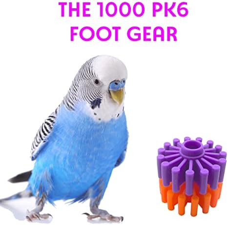 1000 Foot Gear Pk6 Mandarin Bird Играчки от M & M - Ярки играчки на крака от пластмаса, много гладки и назъбени спици, свързани в страни и в центъра, отлични за домашни птици, малки и средни