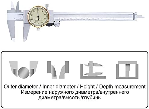 KXDFDC Двустранни Удароустойчив метални calipers с циферблат 0,01 От Неръждаема Стомана с висока Резолюция, Штангенциркуль за измерване на дълбочина и диаметър (Цвят: 300 мм)