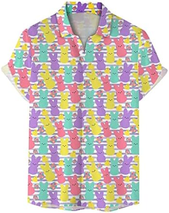 Великден Тениска за Мъже, Ежедневни Блузи Easter Squad Бъни, Хавайска Риза с Копчета, Риза Алоха, Мъжки Ризи, Лято 2023