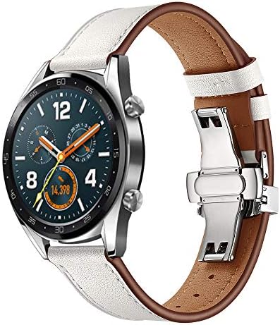 AISPORTS Съвместима за Samsung Gear S3 Frontier/Класически Кожена Каишка 22 мм Гривна на Китката От Неръждаема Стомана с катарама-пеперуда Взаимозаменяеми Каишка за Huawei Watch GT/Samsung Galaxy Watch 46 мм