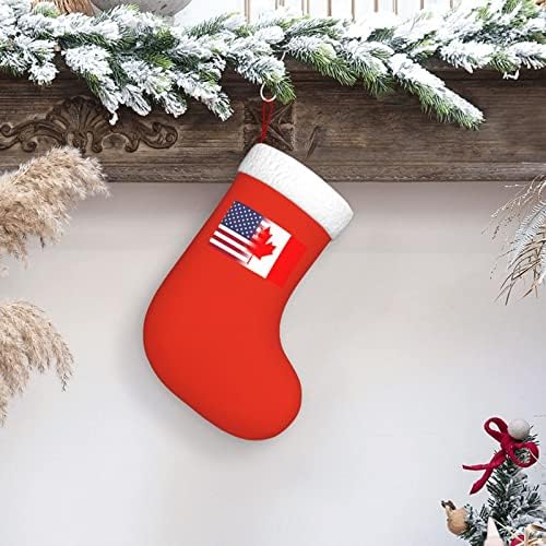 Коледни Чорапи с Флага на сащ и Канада Флага TZT, Подаръци за Коледно парти за семейни Празнични украси 18 Инча