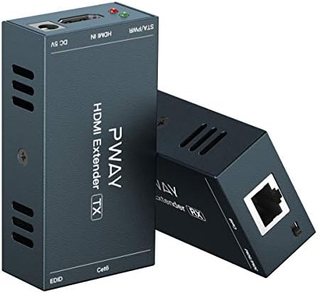 Удължител PWAY HDMI 165фут по Cat6, Разширяване на сигнала HDMI с помощта на Cat5e, 1080p HDMI за Ethernet Адаптер за HDMI за междуселищни превози