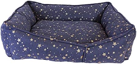 Легло за кучета със средни размери, Удобен Разтегателен диван за домашни любимци, Легло За Кученца, За малки/Средни Породи, Противоскользящее Дъното, Спално бельо за домашни любимци Navy Gold Star - L70 x W60 x H22