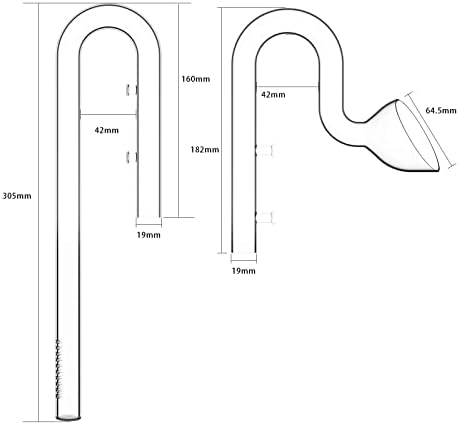 Аквариумни комплекти Стъклени тръби с Лилии FZONE 20 мм с Навлизането на Лилии, Изтичане на Лилии и Четка за тръби 3/4ID (19/25 мм)