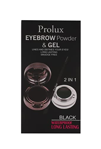 Prolux Cosmetics е Мека и Натурална пудра на Прах и Гел за вежди за всички Типове кожа, Вежди, Черен