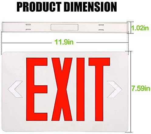 Ултратънък led Знак за излизане Litufine, Аварийните светлини с Червени букви, Универсално закрепване на 120-277 В с двойна повърхност (1 опаковка)