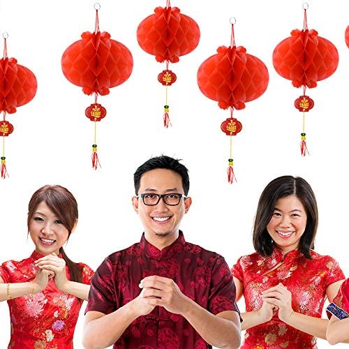 Coopay 20 Броя Червени китайски Фенери Украса за Китайската Нова Година, празника на Пролетта, Празнични аксесоари, Или декор за Честване на празника Прожектори
