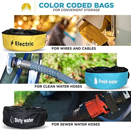 Чанти за съхранение на канализационни тръби HighPeak RV - Чанта за съхранение на маркуча АВТОБУСА, за сладка и черна вода и кабели, за съхранение и организация аксесоари