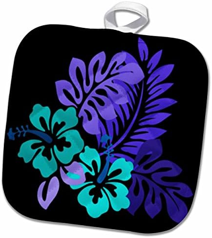 3D Роза Хавайски Бирюзово-В Лилаво Цветенце На Черно Держателе за Саксията, 8 x 8