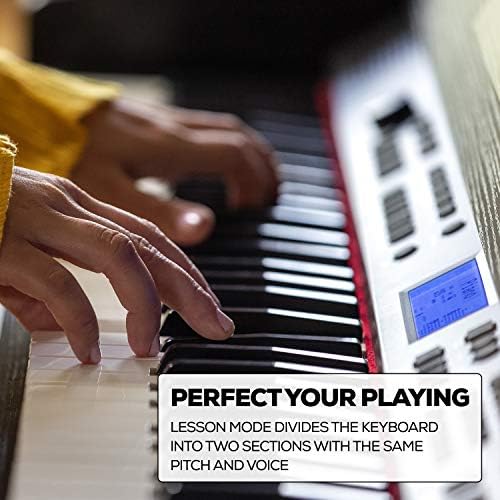 Tbg Virtue - 88-Клавишное цифрово пиано за начинаещи с Пълноразмерни клавиши, чувствителни към скоростта, режим на урок, блок захранване, вградени високоговорители, 360 гласа за премиум и 3 месеца практикуване на Skoove.