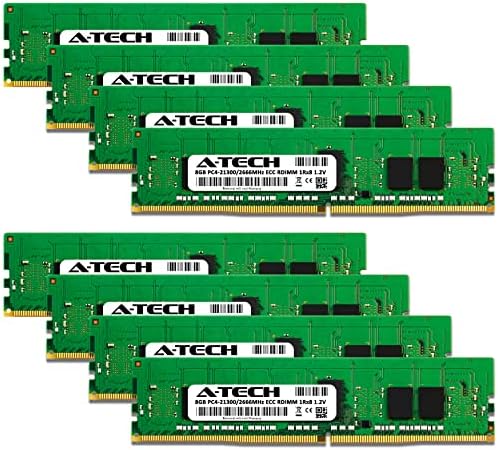 Комплект оперативна памет A-Tech обем 64 GB (8x8 GB) за Dell PowerEdge R530 - DDR4 2666 Mhz PC4-21300 ECC с регистрация RDIMM 1Rx8 1.2 V - Сървър
