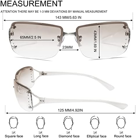Стилни Правоъгълни Слънчеви очила VANLINKER без Рамки и Рамкиране за Жени