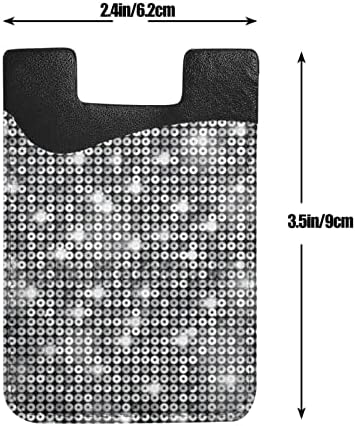 Сребърен Блестящ Модел С Пайети Държач За Карти Изкуствена Кожа Кредитна Карта Id Калъф 3 м Лепило Ръкави За Всички Смартфони
