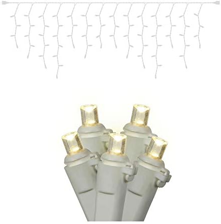 Vickerman 70 Топло Бяла Широка Мерцающая Led Icicle на Бял Проводник, 9 ' това е една Коледна Светлинна Нишка