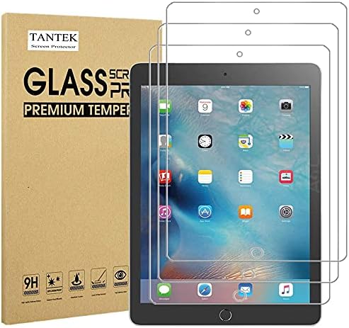 TANTEK [Защитен слой от закалено стъкло в опаковка от 3 теми за iPad е 9,7 (2017) / iPad Pro 9,7 / iPad Air 2 / iPad Air - Съвместим с Apple Молив / Кръгла ръба на 2.5 D / Устойчива На надраскване