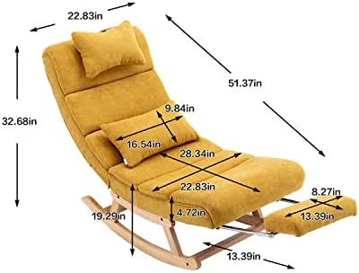 Люлеещ се стол i-POOK, Съвременно Мек стол с Висока облегалка и Разтегателен скамеечкой за краката, Уютна Единична диван, люлеещ се Стол Accent Планер с облегалката за глава и колан възглавница за Всекидневната, Жълт