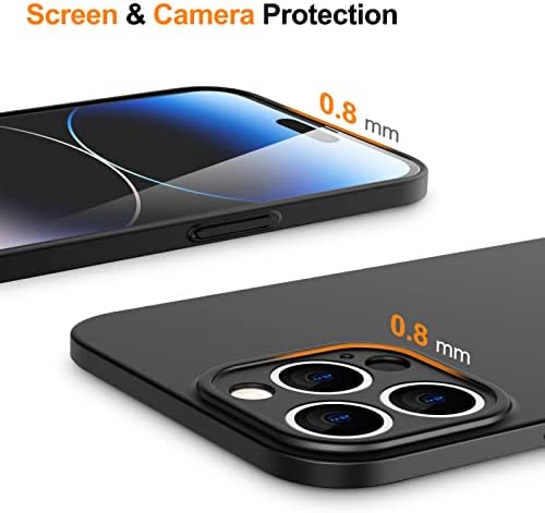 Подобрен тънък калъф JETech (дебелина 0,85 mm) за iPhone 14 Pro Max 6,7 инча, капак на обектива на камерата с пълна защита, Монтиране Ултра-лек матиран твърд КОМПЮТРИ, поддръжка за безжично зареждане (черен)