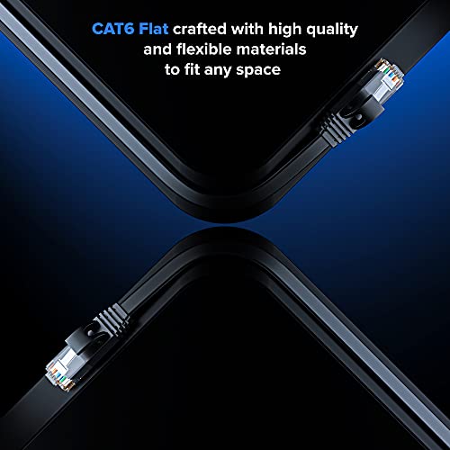 Кабел Cat 6 Ethernet дължина от 12 метра е плосък, компактен дизайн, висока скорост на свързващ кабел за свързване към Интернет и локалната мрежа, конектори RJ - 45 [12 фута / че?