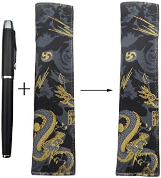Текстилен Калъф за Писалка Enyuwlcm с един ръкав-държач за Джоба, Ретро джоб за химикалки, Черен Дракон, 1 Опаковка