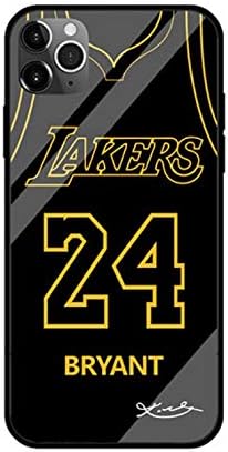 Калъф за мобилен телефон iPhone 12 iPhone 12 Pro - Официално лицензиран NBA Los Angeles - Кобе-Bryant за жени, деца, мъже, подарък за момичета и дами в лятна ваканция (Черен)