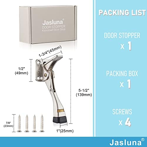 Вратата стопор Jasluna - 2 комплекта откидных врати спирка с регулируема височина и гумен фитил, тежкотоварни вратите спирки за долната част на отвора на притежателя на