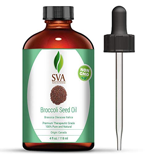 SVA ORGANICS Масло от семена на Броколи 4 Унция на Чисто и Натурално, Аутентичное и Премиальное Лечебно масло за грижа за кожата, косата, Ароматерапия и масаж