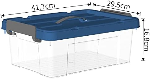 Пластмасова кутия за съхранение на Cetomo 15L * 6, Мъкна, Прозрачен контейнер за съхранение с твърда синя капачка и надеждни защелкивающимися катарами, Штабелируемый и вкладываемый, 6 опаковки