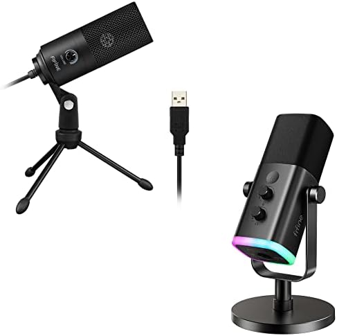 Микрофон за подкасти FIFINE и XLR / USB микрофона, Микрофон за запис на студийната USB, Динамичен микрофон конектор за слушалки на монитора, RGB за отчитане на стрийминг виде?