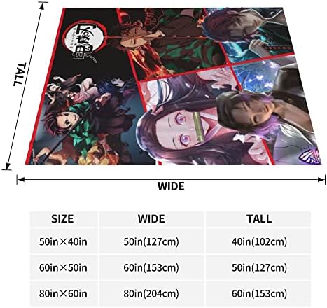 Демони Одеяло 3D Аниме Мърч Наметала Одеяла Неща Луксозен Лек Уютен Плюшено Одеало Супер Мек Топъл Плакат, Стикер Ключодържател (костюм от 5 бр., 40 инча * 50 см за деца)