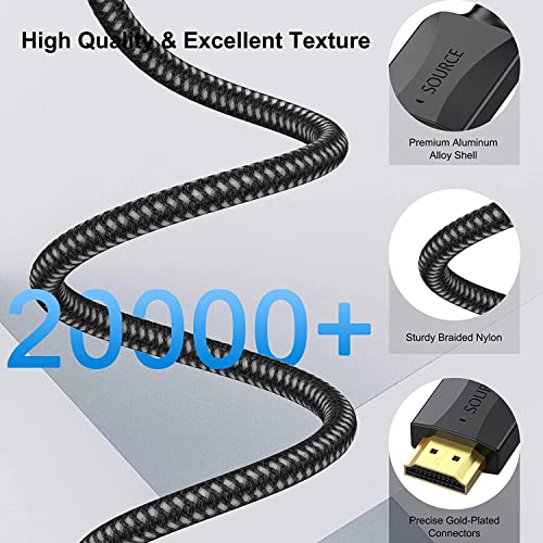 UV-КАБЕЛ HDMI кабел 3,3 Фута 5 бр., Тънки кабели 4K, HDMI, 3,3 метра В оплетке - Високоскоростен HDMI кабел 2.0 от мъжете на мъжа Гъвкав с резолюция от 4K @ 60hz HDR 3D HDCP 2.2 | за преносими ко