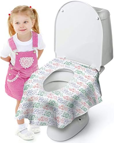 Еднократни покривала за седалките на тоалетната чиния Cadily On-The-Go за деца и възрастни: 20-Големи непромокаеми преносими покривала за седалките на тоалетната чиния в индивидуална опаковка, които напълно да покрие