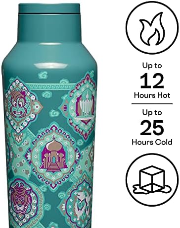 Пътна бутилка за вода с втулка Disney Princess Jasmine, от неръждаема стомана с тройно изолация, запазва напитките студени в продължение на 25 часа или топли в продължение на 12 часа, 20 грама