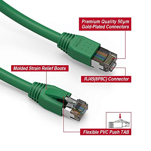 Кабел Central LLC Син кабел Cat 8 Ethernet 0,5 фута (10 бр) Високоскоростен интернет-кабел 40 Gbit/s/FTP Cat 8 рутер, модем - захранващ кабел професионална серия с честота 2000 Mhz - Ethernet кабел