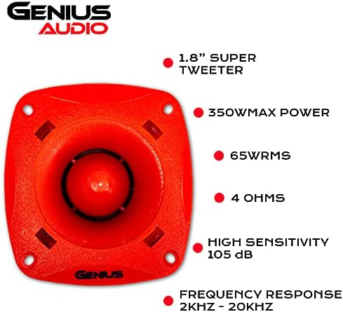 Genius Audio GPRO-T10 1,8, 65 W RMS - 350 W Max, Говорител Pro Audio Super Tweeter, Авто Аудиосистемный говорител с фенолна бленда, Феритни магнит Y30, 4 Ома (1 високоговорител)